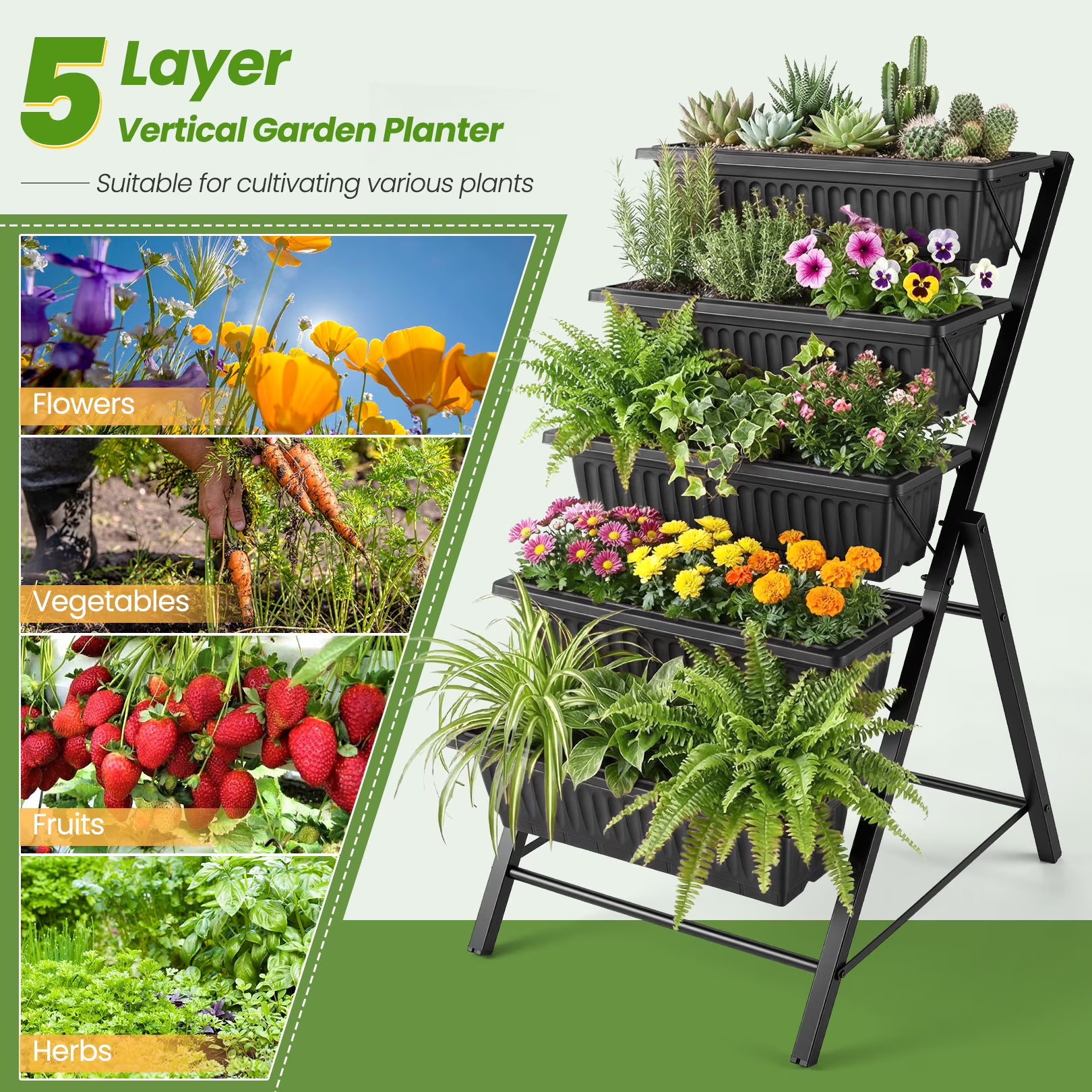 Funcid 5-Tier Vertical Garden Planter